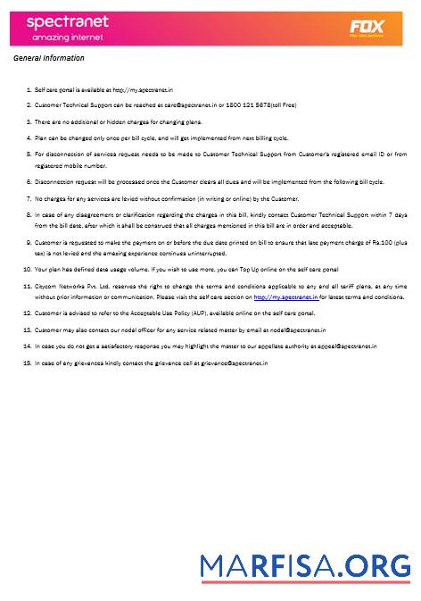 Blank Nigeria Spectranet amazing internet internet utility bill Word and PDF formats, 3 pages1 example